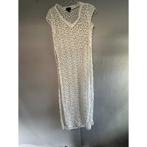 Esti Couture Dress Womens One Size White Crochet Sheer Maxi Beach Cover Up